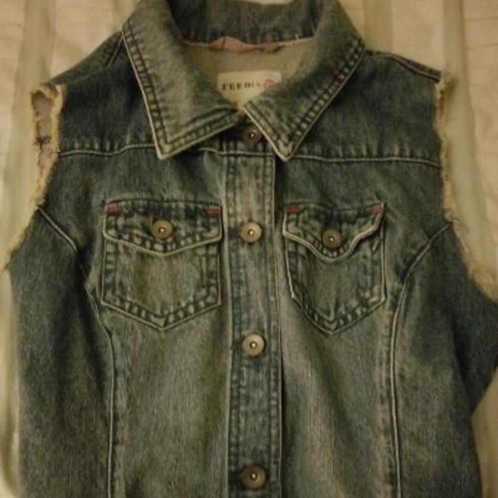 button down denim vest
